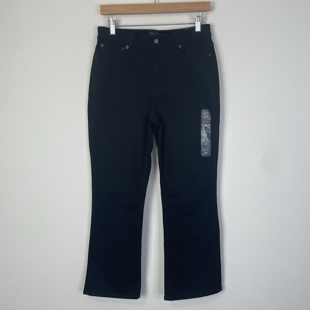J. Crew‎ Factory Mid Rise Flare Crop Jean Black 28 BT057 All Day Stretch Casual